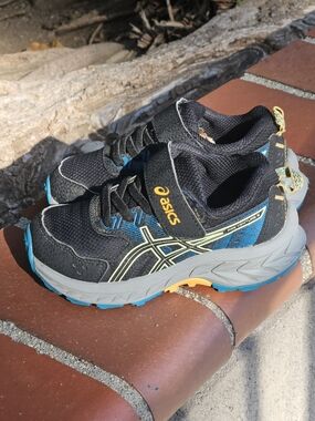 Asics Black, Blue & Yellow Kids Athletic Sneakers 10K